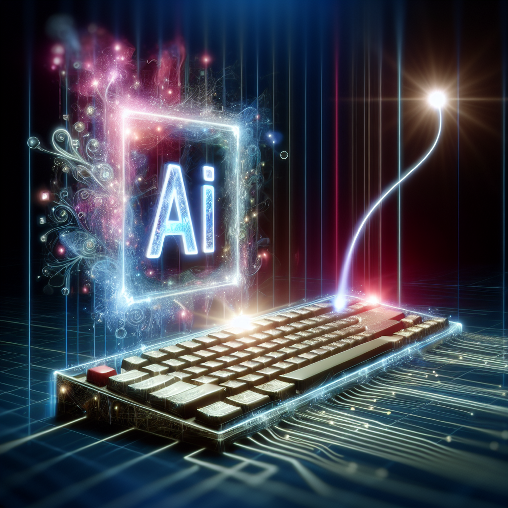 Visualize an image where you see a modern personal computer featuring the latest operating system, represented by an ornate number 11. Now, focus on a special key on the keyboard that's glowing with intelligence. This is the AI key. It should radiate futuristic vibes, holographic symbols and be surrounded by flowing lines of code, illustrating its powerful function and relevance to the computer system. However, no words or texts from the headline should appear in the image.